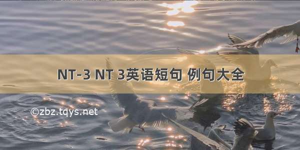 NT-3 NT 3英语短句 例句大全
