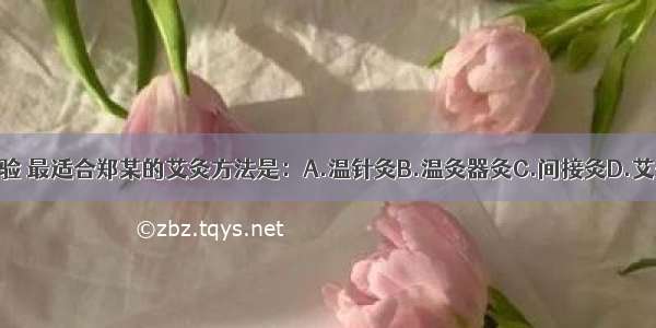 据古今医家经验 最适合郑某的艾灸方法是：A.温针灸B.温灸器灸C.间接灸D.艾条灸E.直接灸