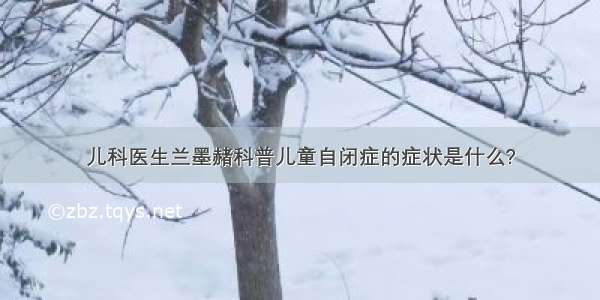 儿科医生兰墨赭科普儿童自闭症的症状是什么?