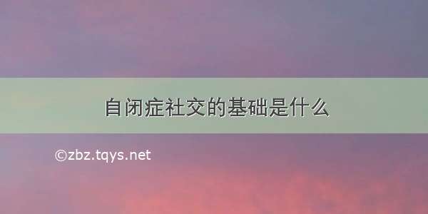 自闭症社交的基础是什么