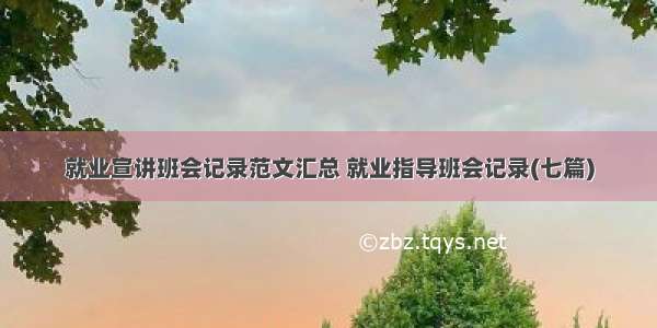 就业宣讲班会记录范文汇总 就业指导班会记录(七篇)