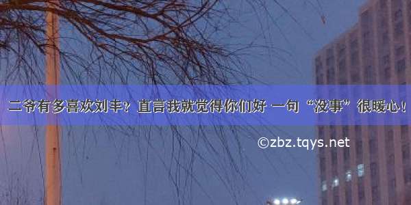 二爷有多喜欢刘丰？直言我就觉得你们好 一句“没事”很暖心！