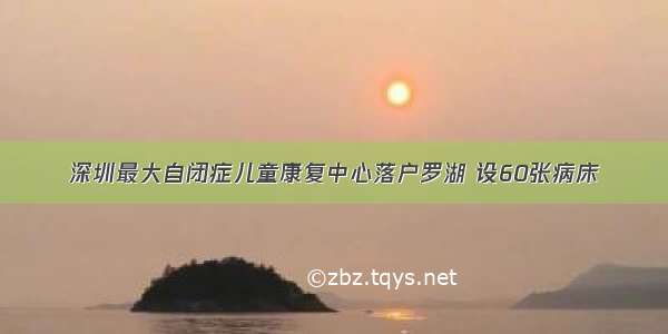 深圳最大自闭症儿童康复中心落户罗湖 设60张病床