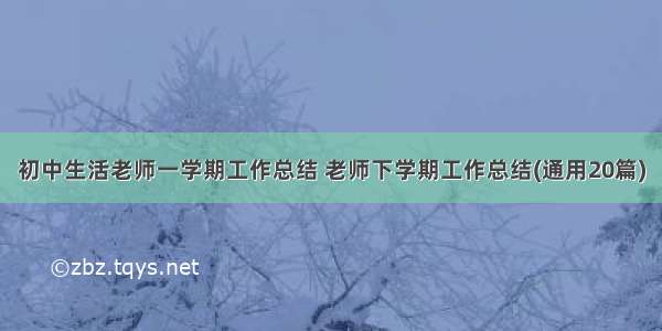 初中生活老师一学期工作总结 老师下学期工作总结(通用20篇)