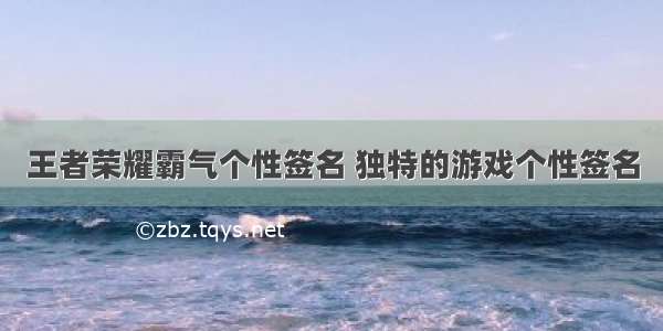 王者荣耀霸气个性签名 独特的游戏个性签名