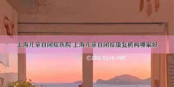 上海儿童自闭症医院 上海儿童自闭症康复机构哪家好