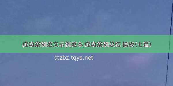 成功案例范文示例范本 成功案例总结 模板(七篇)