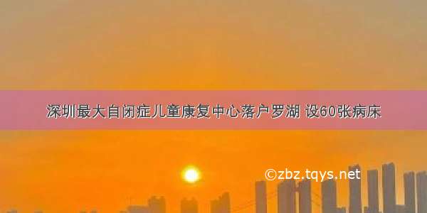 深圳最大自闭症儿童康复中心落户罗湖 设60张病床