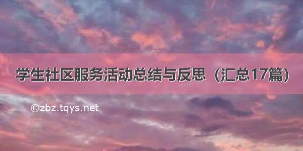 学生社区服务活动总结与反思（汇总17篇）