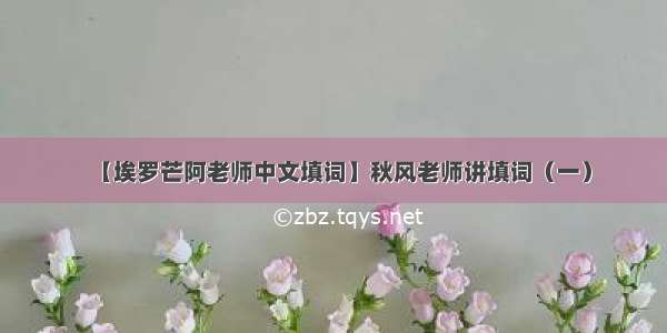 【埃罗芒阿老师中文填词】秋风老师讲填词（一）