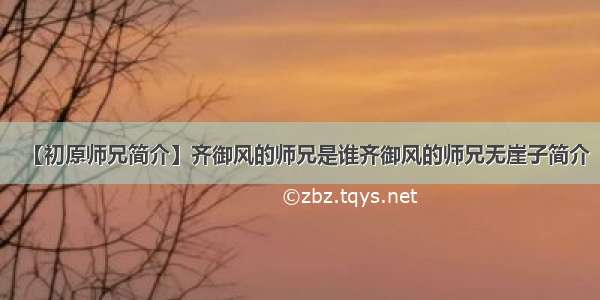 【初原师兄简介】齐御风的师兄是谁齐御风的师兄无崖子简介