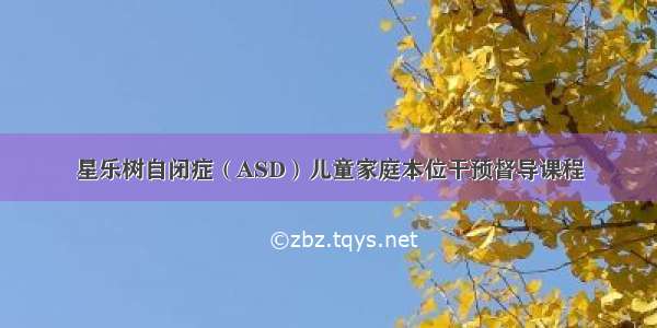 星乐树自闭症（ASD）儿童家庭本位干预督导课程