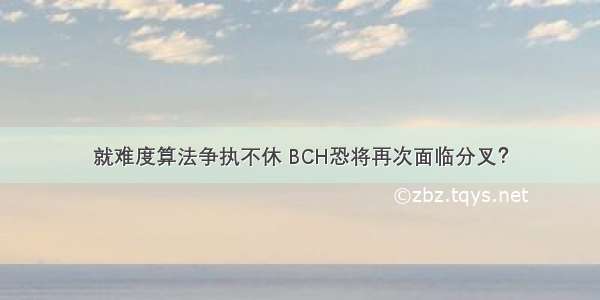 就难度算法争执不休 BCH恐将再次面临分叉？