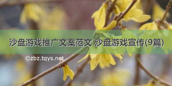 沙盘游戏推广文案范文 沙盘游戏宣传(9篇)