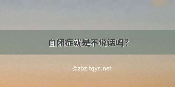 自闭症就是不说话吗？