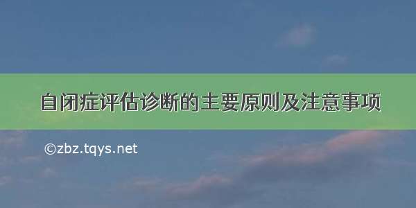 自闭症评估诊断的主要原则及注意事项