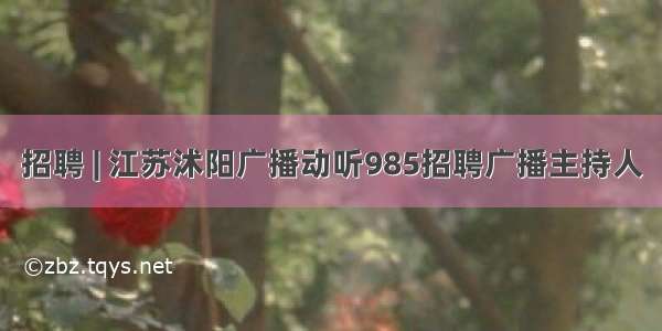 招聘 | 江苏沭阳广播动听985招聘广播主持人