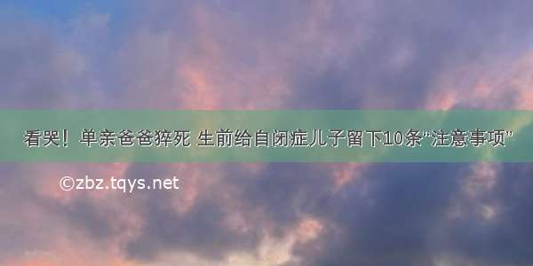 看哭！单亲爸爸猝死 生前给自闭症儿子留下10条“注意事项”