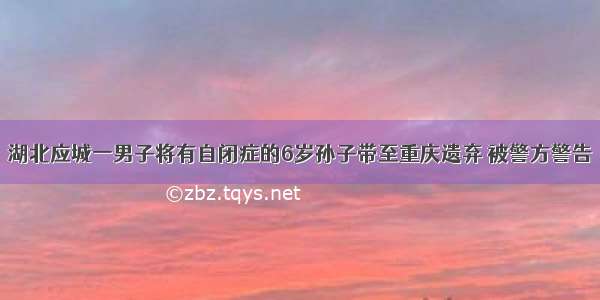 湖北应城一男子将有自闭症的6岁孙子带至重庆遗弃 被警方警告