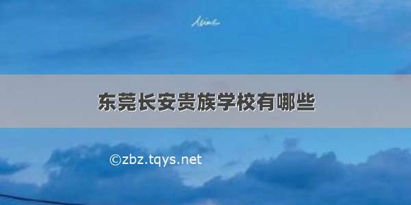 东莞长安贵族学校有哪些