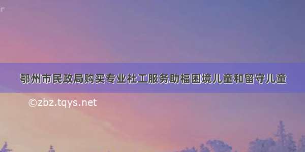 鄂州市民政局购买专业社工服务助福困境儿童和留守儿童