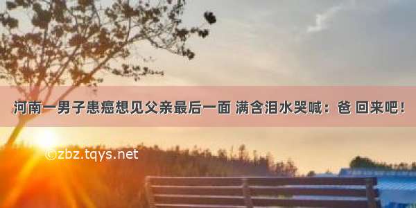 河南一男子患癌想见父亲最后一面 满含泪水哭喊：爸 回来吧！