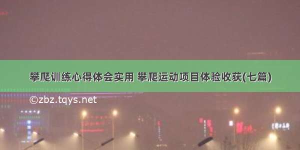 攀爬训练心得体会实用 攀爬运动项目体验收获(七篇)