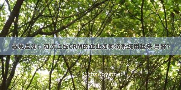 赛思互动：初次上线CRM的企业如何将系统用起来 用好？