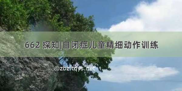 662 探知|自闭症儿童精细动作训练