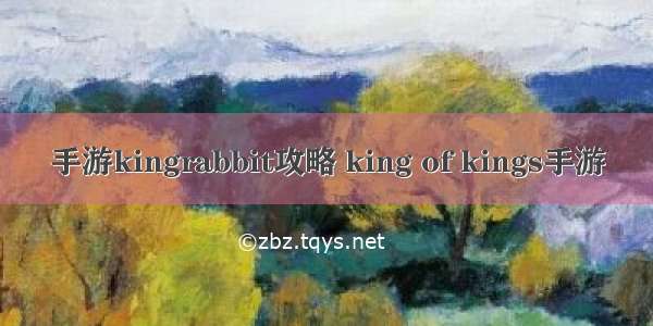 手游kingrabbit攻略 king of kings手游