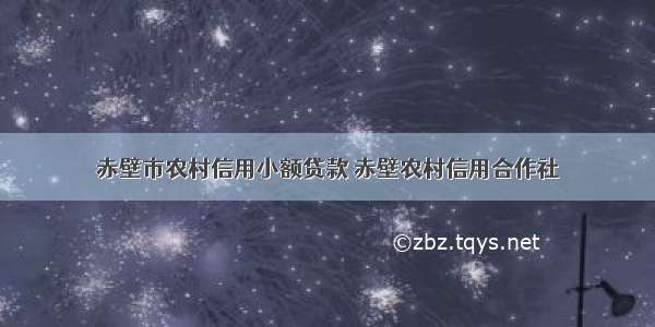 赤壁市农村信用小额贷款 赤壁农村信用合作社