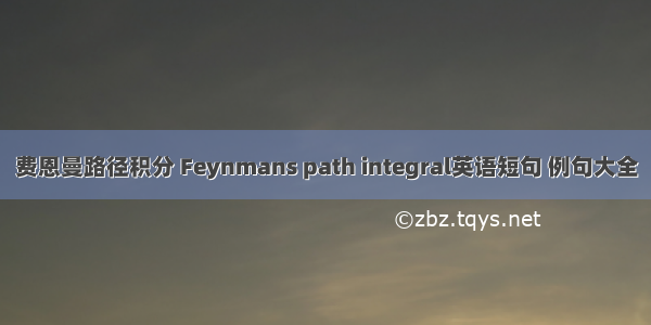 费恩曼路径积分 Feynmans path integral英语短句 例句大全
