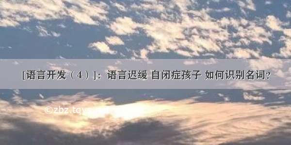 [语言开发（4）]：语言迟缓 自闭症孩子 如何识别名词？