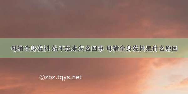 母猪全身发抖 站不起来怎么回事 母猪全身发抖是什么原因