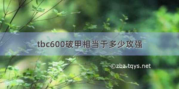 tbc600破甲相当于多少攻强