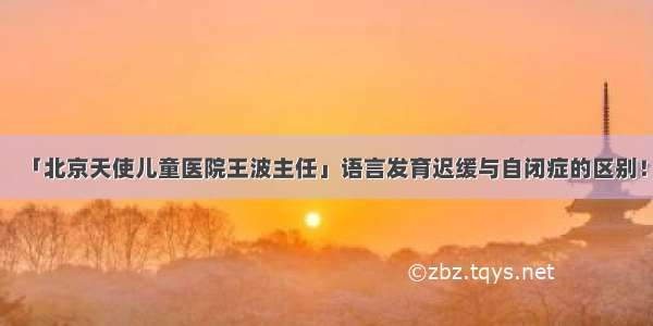 「北京天使儿童医院王波主任」语言发育迟缓与自闭症的区别！