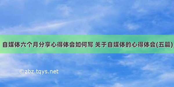 自媒体六个月分享心得体会如何写 关于自媒体的心得体会(五篇)