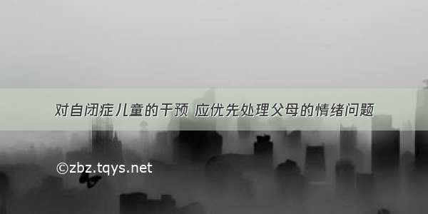 对自闭症儿童的干预 应优先处理父母的情绪问题