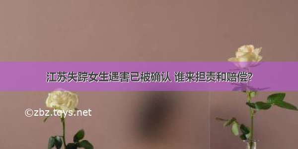 江苏失踪女生遇害已被确认 谁来担责和赔偿？