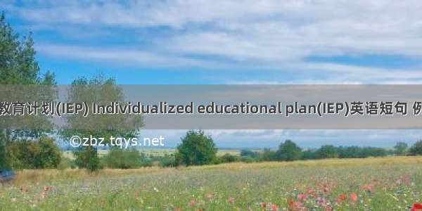 个别化教育计划(IEP) Individualized educational plan(IEP)英语短句 例句大全