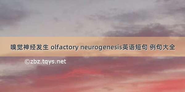 嗅觉神经发生 olfactory neurogenesis英语短句 例句大全
