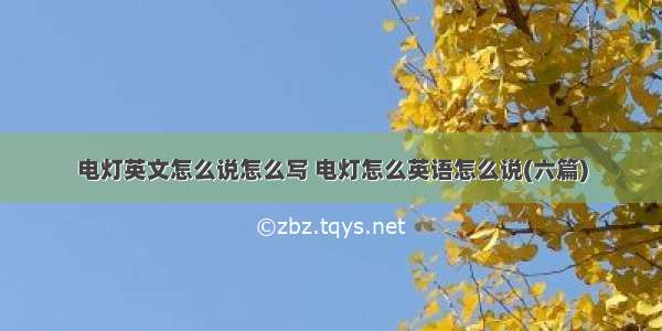 电灯英文怎么说怎么写 电灯怎么英语怎么说(六篇)