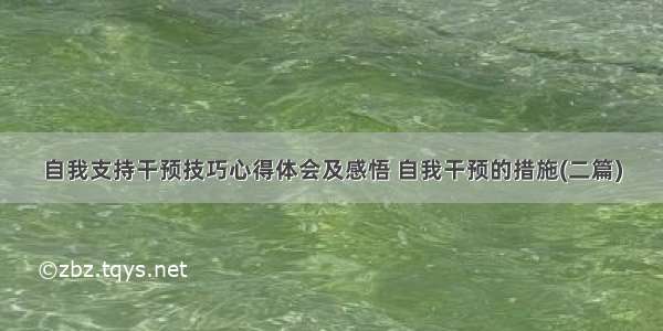 自我支持干预技巧心得体会及感悟 自我干预的措施(二篇)