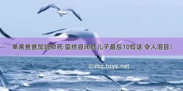 单亲爸爸加班猝死 留给自闭症儿子最后10句话 令人泪目！