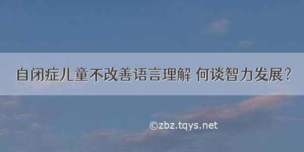 自闭症儿童不改善语言理解 何谈智力发展？