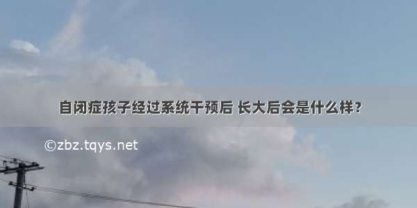 自闭症孩子经过系统干预后 长大后会是什么样？