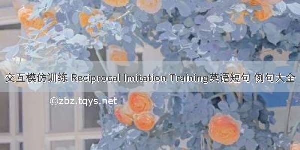 交互模仿训练 Reciprocal Imitation Training英语短句 例句大全