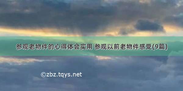 参观老物件的心得体会实用 参观以前老物件感受(9篇)