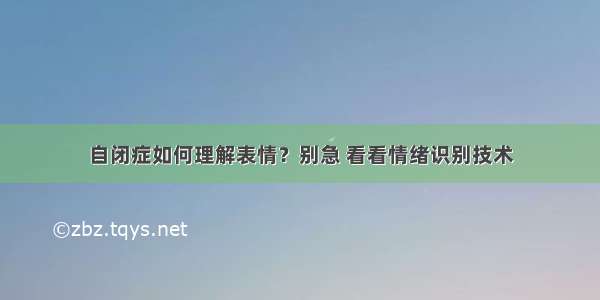 自闭症如何理解表情？别急 看看情绪识别技术