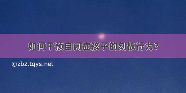 如何干预自闭症孩子的刻板行为？